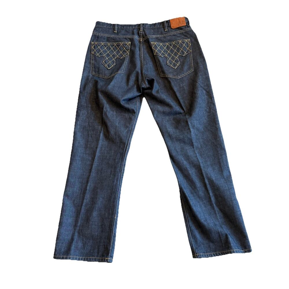 VGT Y2K Sean John Jeans Mens 36 Blue Baggy Loose Fit Honeycomb Design Pockets